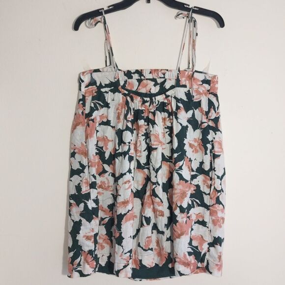 Abercrombie & Fitch Women's Trapeze Linen Viscose Floral Mini Dress Green PM EUC - Picture 8 of 11